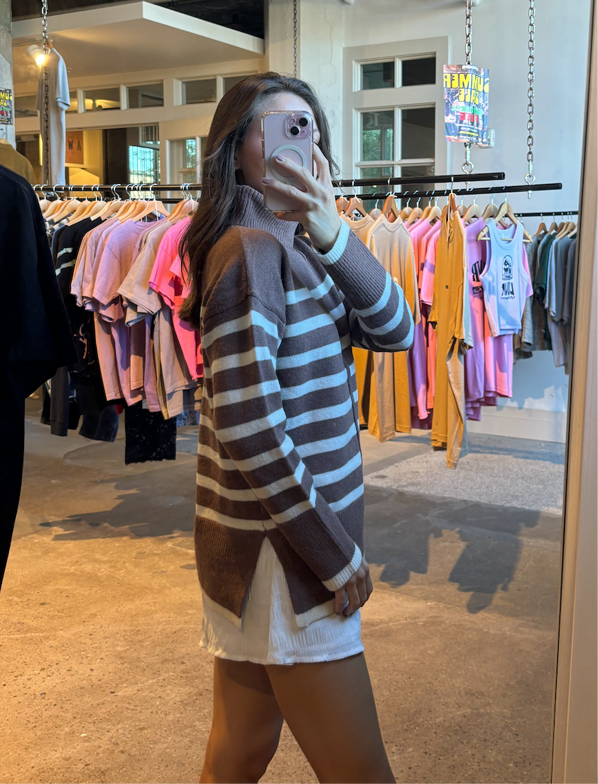 Stripe Turtleneck Pullover