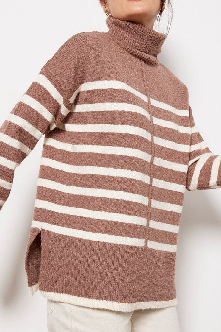 Stripe Turtleneck Pullover