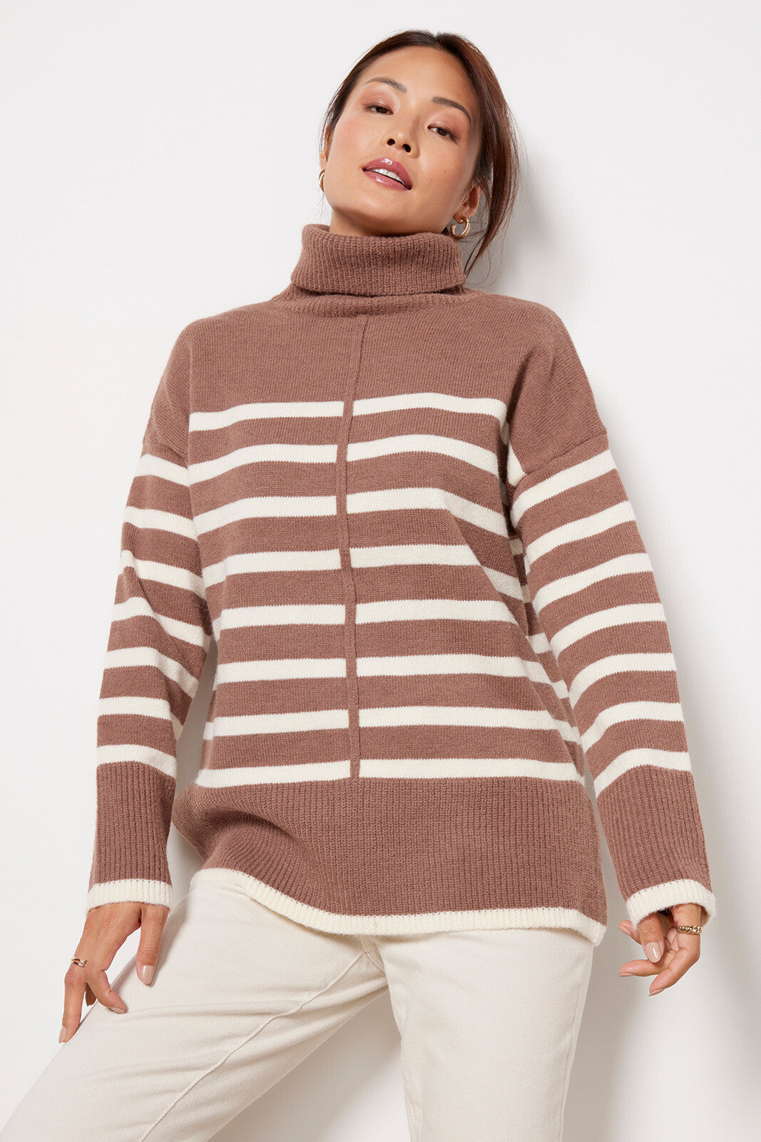 Stripe Turtleneck Pullover