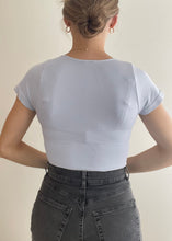 Load image into Gallery viewer, Ice Blue Cap Sleeve Crop Top